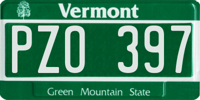 VT license plate PZO397