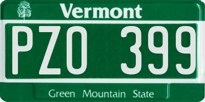 VT license plate PZO399