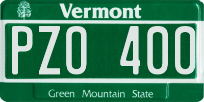 VT license plate PZO400