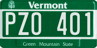 VT license plate PZO401