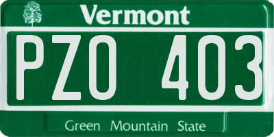 VT license plate PZO403