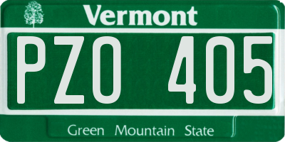 VT license plate PZO405