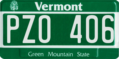 VT license plate PZO406