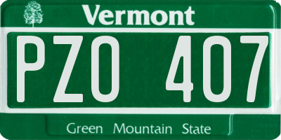VT license plate PZO407