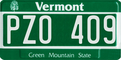 VT license plate PZO409