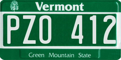 VT license plate PZO412