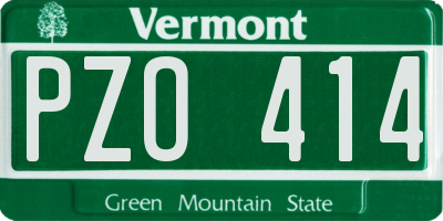 VT license plate PZO414
