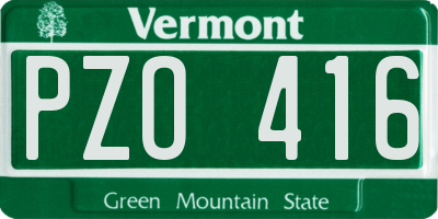 VT license plate PZO416