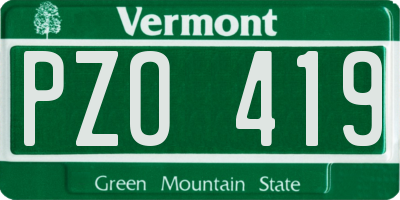 VT license plate PZO419