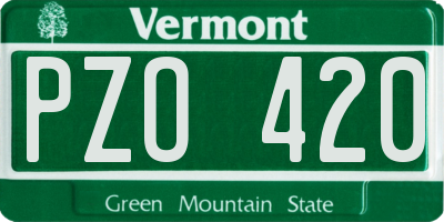 VT license plate PZO420