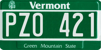 VT license plate PZO421