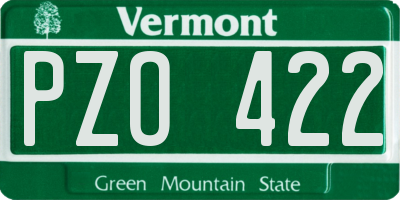 VT license plate PZO422