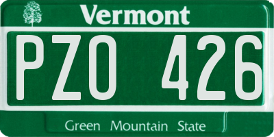 VT license plate PZO426