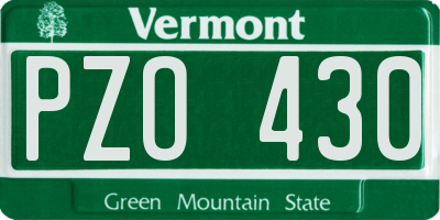 VT license plate PZO430