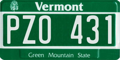 VT license plate PZO431