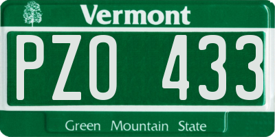 VT license plate PZO433