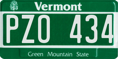 VT license plate PZO434