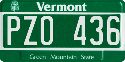 VT license plate PZO436