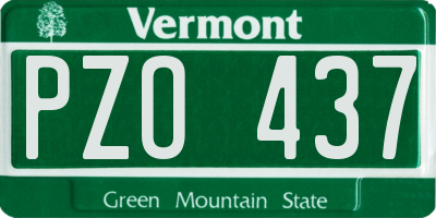 VT license plate PZO437