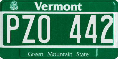 VT license plate PZO442