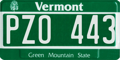 VT license plate PZO443