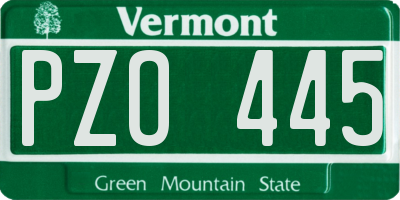 VT license plate PZO445
