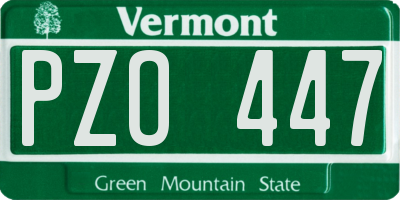 VT license plate PZO447