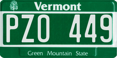 VT license plate PZO449