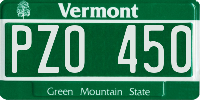 VT license plate PZO450