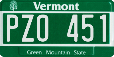 VT license plate PZO451