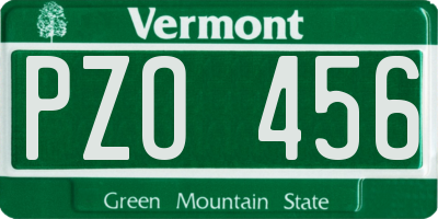 VT license plate PZO456