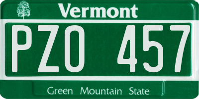 VT license plate PZO457