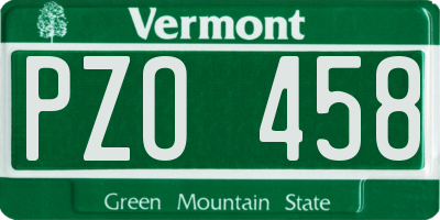 VT license plate PZO458