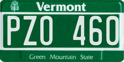 VT license plate PZO460