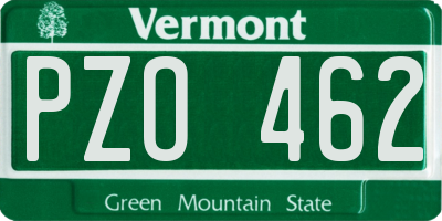 VT license plate PZO462