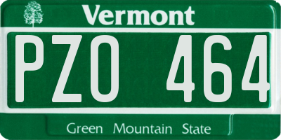 VT license plate PZO464