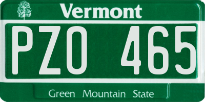 VT license plate PZO465