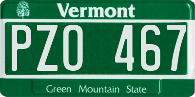 VT license plate PZO467
