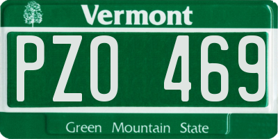 VT license plate PZO469