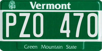 VT license plate PZO470