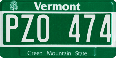 VT license plate PZO474