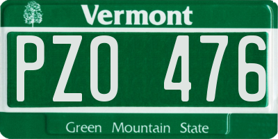 VT license plate PZO476