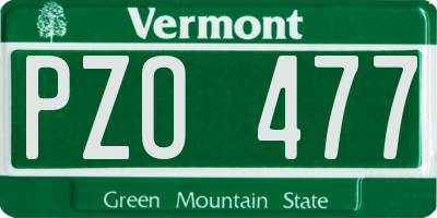 VT license plate PZO477