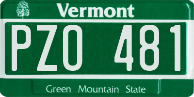 VT license plate PZO481