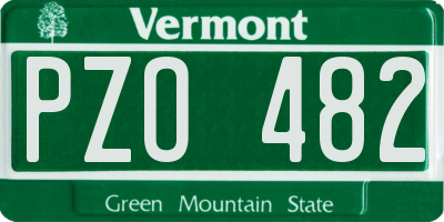 VT license plate PZO482