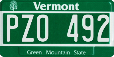 VT license plate PZO492