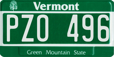 VT license plate PZO496