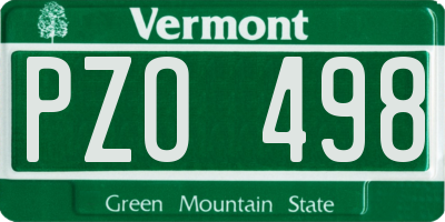 VT license plate PZO498