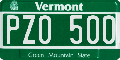 VT license plate PZO500