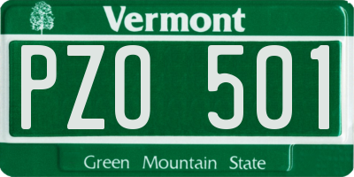 VT license plate PZO501
